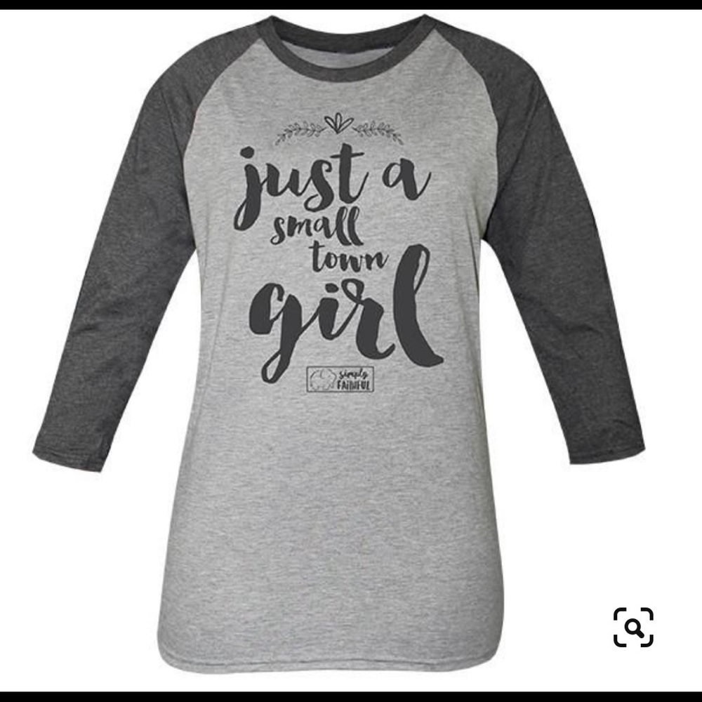 Simply Faithful by Simply Southern Grey 3/4 Sleeve Just a Small Town Girl Shirt